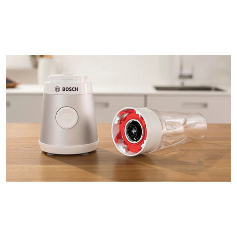 Блендер стационарный BOSCH MMB2111T, 450 Вт, 1 скорость, чаша 0,6 л, пластик, серебристый