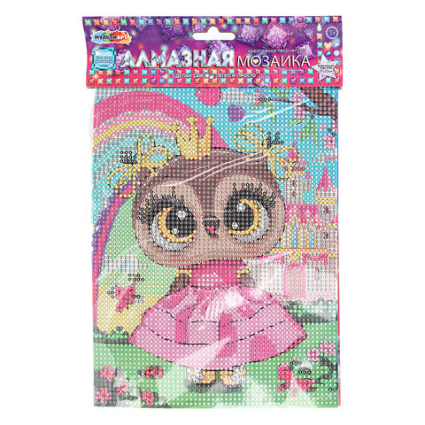 Алмазная мозаика детская АССОРТИ 10 видов, 17х23 см, на картоне МУЛЬТИ АРТ