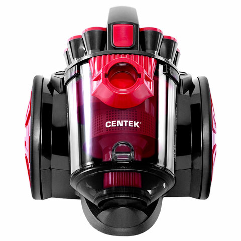 Пылесос CENTEK CT-2531 с контейнером "циклон", 1800 Вт, мощность всасывания 350 Вт, черный/красный