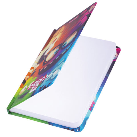 Блокнот с резинкой в клетку 96 л., МАЛЫЙ ФОРМАТ А6, 109х148 мм, BRAUBERG, кросс-серия "МОНСТРИКИ", 117001