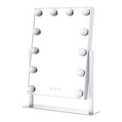 Зеркало для макияжа гримерное с подсветкой, 12 LED-ламп, 3 режима свечения, размер 29х38 см, работа от сети 220V, цвет белый, BRABIX, 609336