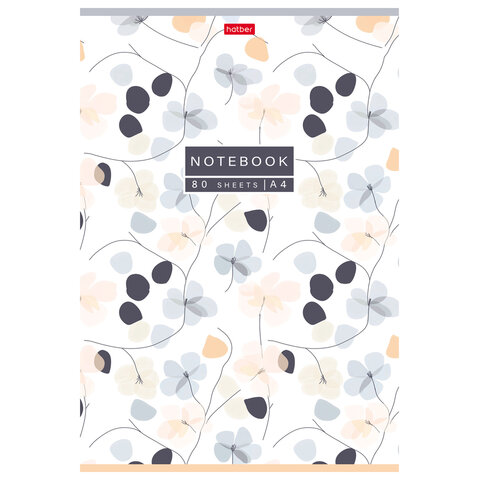 Тетрадь А4, 80 л., HATBER, скоба, клетка, Soft-touch ламинация, "Музыка цветов" (микс в спайке), 093514, 80Т4лВ1