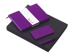 Подарочный набор «COLOR IT» c блокнотом, ручкой и повербанком, 5000 mAh, Размер гибкая обложка, Цвет фиолетовый