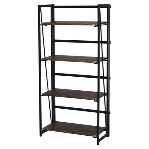 Стеллаж на металлокаркасе "BRABIX LOFT SH-001", 600х300х1250 мм, складной, цвет морёный дуб, 641228