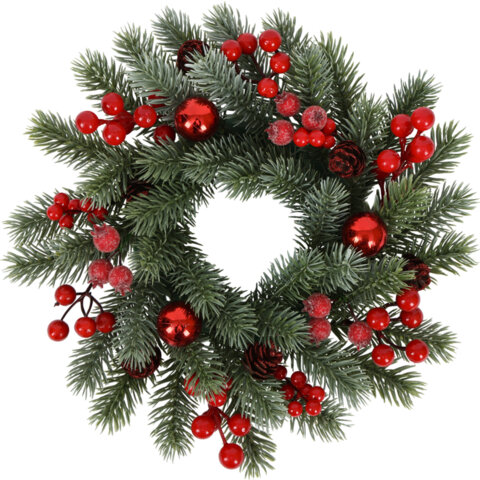 Венок новогодний заснеженный, диаметр 30 см "Зимняя сказка", с декором, литой ПЭТ, ЗОЛОТАЯ СКАЗКА, 592518