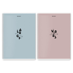 Тетради ДЭК А4 96 л. КОМПЛЕКТ 2 шт. BRAUBERG гребень, клетка, матовая ламинация, "Пастель_3", 404885