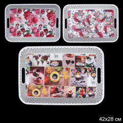 Поднос прямоугольный с ручками 42х28 см / 2057 /уп 60/