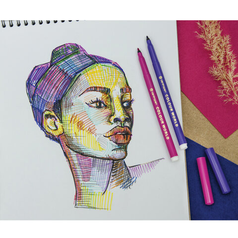 Фломастеры 24 ЦВЕТА CENTROPEN "Colour World", трехгранные, смываемые, вентилируемый колпачок, 7550/24TP, 775502484