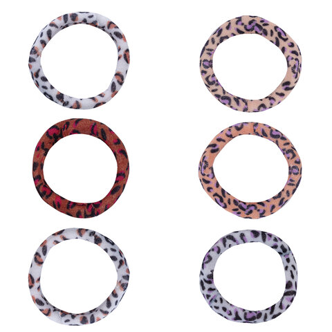 Резинки для волос НАБОР 6 шт., мягкие, средние, с принтом, MONTE VITA (МОНТЕ ВИТА), 457070