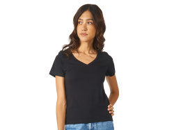 Футболка "Heavy Super Club" женская с V-образным вырезом, Размер L, Цвет черный