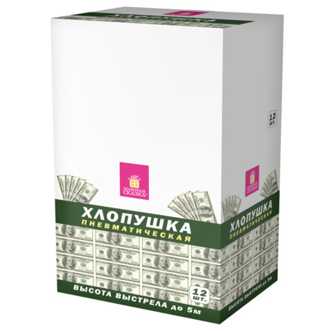 Хлопушка пневматическая 40 см "DOLLARS", бумага, наполнитель "доллары", ЗОЛОТАЯ СКАЗКА, 592463