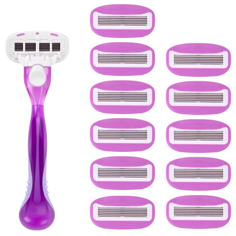 Бритвенный станок многоразовый женский, 5 лезвий, 12 кассет, плавающая головка, X-ONE, 700021