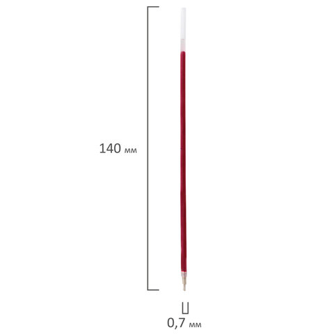 Стержень шариковый масляный BRAUBERG, 140 мм, КРАСНЫЙ, игольчатый узел 0,7 мм, линия письма 0,35 мм, 170289