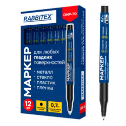 Маркер для любых гладких поверхностей, пленок, стекла, металла, ЧЕРНЫЙ OHP-70, строительный, тонкий наконечник 0,7 мм, RABBITEX, 152658