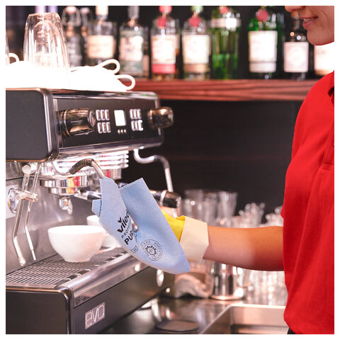 Салфетки VILEDA "ПУРмикро Актив" КОМПЛЕКТ 5шт, супервпитывание, микроволокно, синий 38*35см 174046