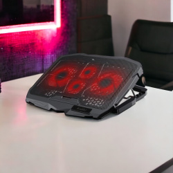 Охлаждающая подставка для ноутбука 17,3" CP1701 Fouredness, 4 вентилятора, 950 мА, 4,75 Вт / Регулировка скорости вращения, регулировка наклона, подсветка