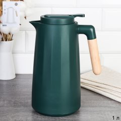 Термос-кувшин 1 л с деревянной ручкой Грани / KL-919 /уп 20/ Темно-Зеленый