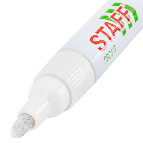 Маркер-краска лаковый (paint marker) 2-4 мм, БЕЛЫЙ, КОМПЛЕКТ 12 ШТУК, НИТРО-ОСНОВА, STAFF PROFIT, для любых поверхностей, 152584