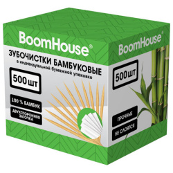 Зубочистки бамбуковые 500 шт. в индивидуальной бумажной упаковке, BOOMHOUSE (БУМХАУС), 701953