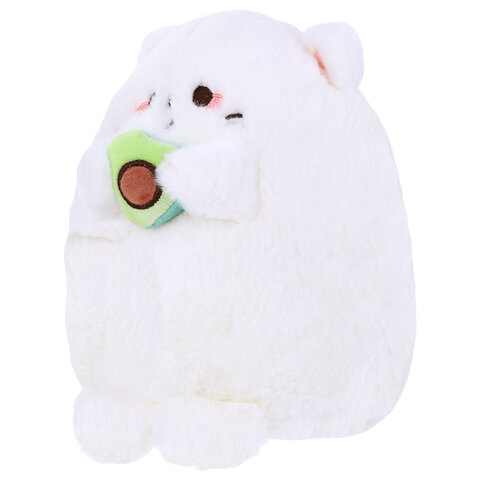 Игрушка мягкая "Котик с авокадо", 20 см, цвет белый, WOOZOO (ВУЗУ), 666781
