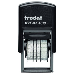 Датер-мини месяц ЦИФРАМИ ДЛЯ БАНКА, оттиск 20х3,8 мм, синий,TRODAT IDEAL 4810P2, корпус черный, подушка, 218614