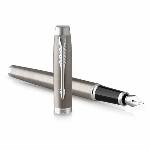 Набор PARKER "IM Stainless Steel CT": шариковая ручка синяя и перьевая ручка синяя, 2183058