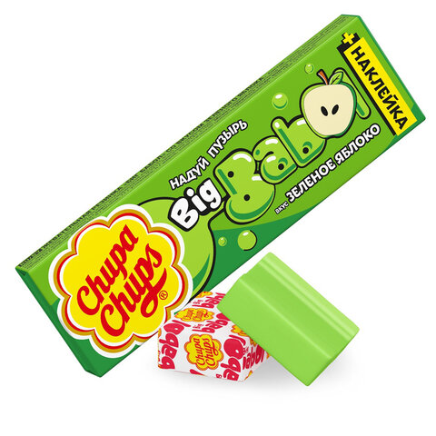Жевательная резинка CHUPA CHUPS (ЧУПА-ЧУПС) "Биг Бабол Зеленое Яблоко", 20 г