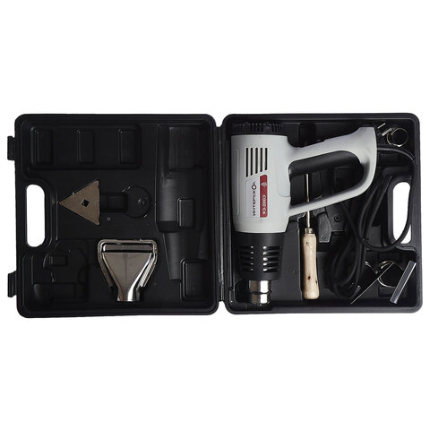 Фен технический сетевой, 2000 Вт, насадки 4 шт., рабочая температура 600 °С, расход 500 л/мин, ИНТЕРСКОЛ ФЭ-2000Э, 192.0.1.00