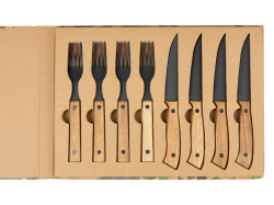 Набор приборов для стейка «Remy», Цвет черный, натуральный коричневый