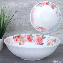 Салатник 650 мл 175 мм тарелка глубокая / TW-70 (6801) /уп 6/48/ Розы на голубом ДОП СКИДКА НА КОРОБ 3%