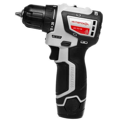 Дрель-шуруповерт безударная бесщёточная АККУМУЛЯТОРНАЯ, 1,5 Ач, 12 В, ИНТЕРСКОЛ ДА-10/12В 36, 687.1.2.70