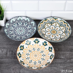 Блюдо круглое глубокое 21,5 см / ZY013 /уп 60/ керамика