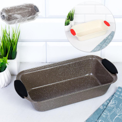 Форма для выпечки Кекса и хлеба 30х15х6 см Мрамор с силиконовыми ручками/ FSD-942 /уп 60/ 0.27/