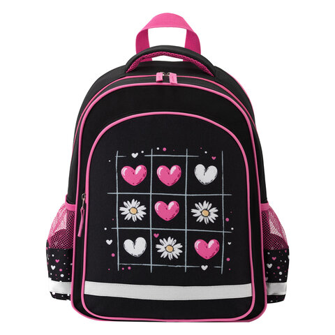 Рюкзак ПИФАГОР SCHOOL, 1 отделение, 3 кармана, "Tic-tac-love", 38x28х14 см, 274438