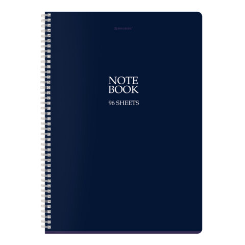 Тетрадь А4, 96 л., BRAUBERG, гребень, клетка, матовая ламинация, "NoteBookMono" (микс в спайке), 405315