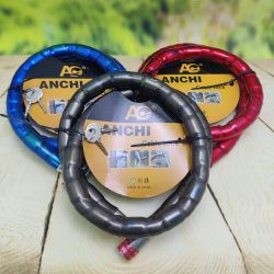 Замок-цепь противоугонный усиленный Anchi Lock 2.5 х 120 см, стальные гильзы в пластиковой оболочке+ключи  Черный