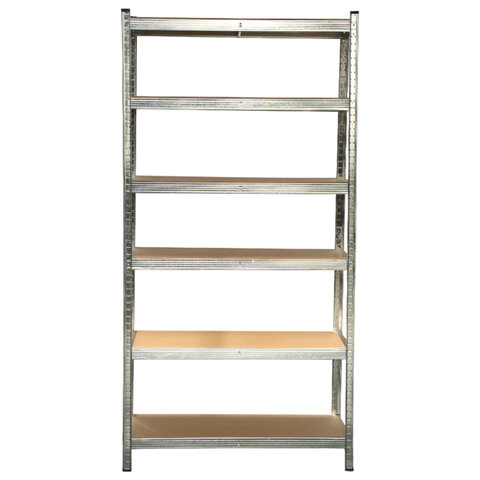 Стеллаж металлический BOOMHOUSE (БУМХАУС) безболтовой, 2000x1000x500 мм, 6 полок МДФ, серебристый, 291416