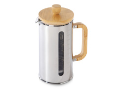 Френч-пресс в стальном корпусе и ручкой из бамбука «Coffee break», Цвет серебристый, натуральный