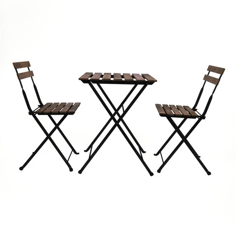Комплект складной мебели (стол и 2 стула) NOSTRESS "Woodstock FS-003A", металл черный, акация, 680060