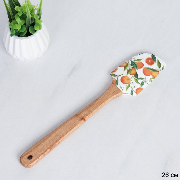 Лопатка кулинарная силиконовая 26,5х5,5 см / M-843 /уп 200/ 0,048/ 0,026/ микс