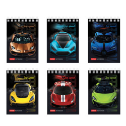 Блокнот МАЛЫЙ ФОРМАТ А7, 60 л., гребень, картон, клетка, HATBER, "АвтоШоу", 066626, 60Б7В1гр