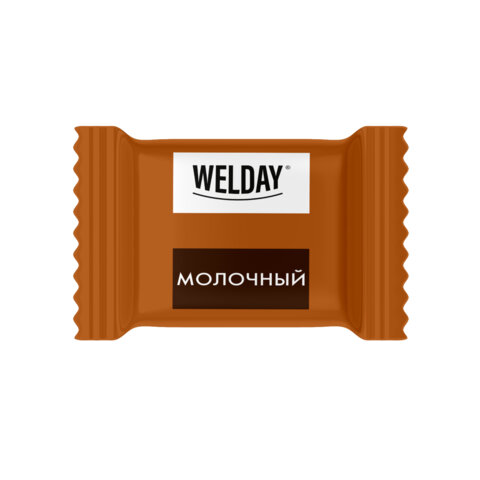 Шоколад порционный WELDAY (ВЭЛДЭЙ) Ассорти 6 вкусов, 810 г (54 плитки по 15 г), пакет, 622409