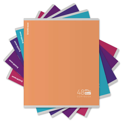 Тетрадь А5, 48 л., ERICH KRAUSE, скоба, клетка, Soft-touch + УФ-лак, "FL" (микс в спайке), 60623