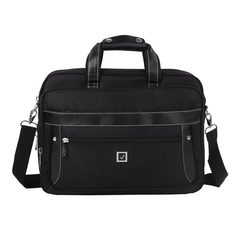 Сумка портфель BRAUBERG CARBON с отделением для ноутбука 15-16", 2 отделения, черная, 31х41х13 см, 240509