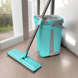 Швабра плоская + ведро с механизмом отжима + 2 насадки You'll love