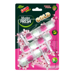 Блок туалетный подвесной твердый 3 шт. x 50 г, MASTER FRESH GOLD DUO EFFECT 5 в 1 "Сакура", С0007435