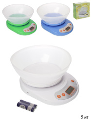 Весы кухонные электронные 5 кг с чашей / KE-1 /уп 24/ с батарейками