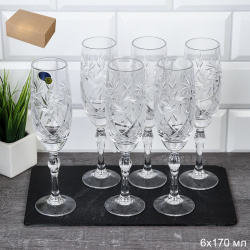 Бокал 6 штук 170 гр хрусталь / 7641 / 1000/1 /уп 3/ ЦВЕТНАЯ