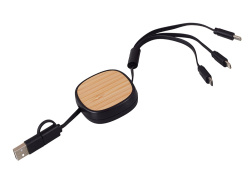 Универсальный кабель с ретрактором 3-в-1 «Retrax», Цвет черный