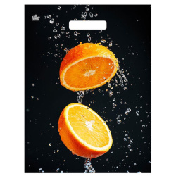Пакет с вырубной ручкой ПВД ламинированный, 40х31 см, "Апельсиновый взрыв", 60 мкм, н00269308